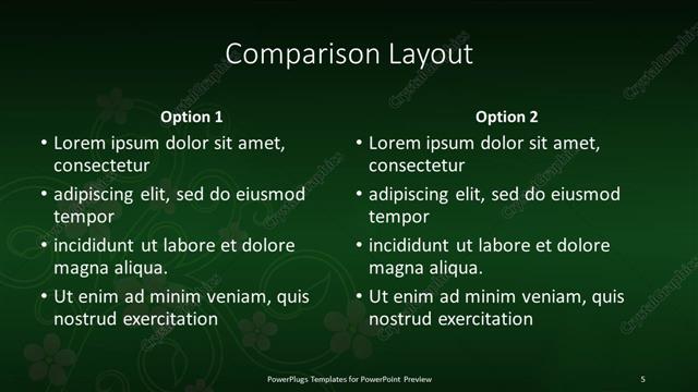 Comparison presentation slide layout