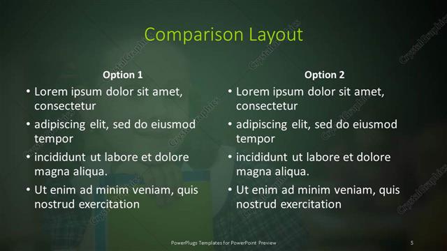 Comparison presentation slide layout