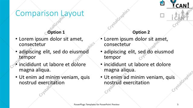 Comparison presentation slide layout