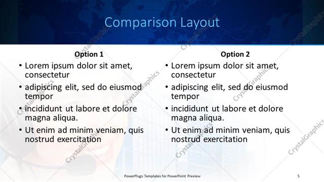Comparison presentation slide layout