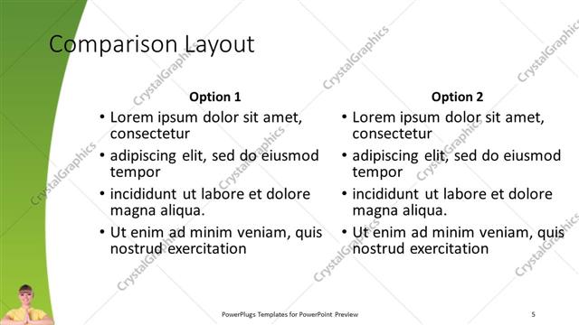 Comparison presentation slide layout