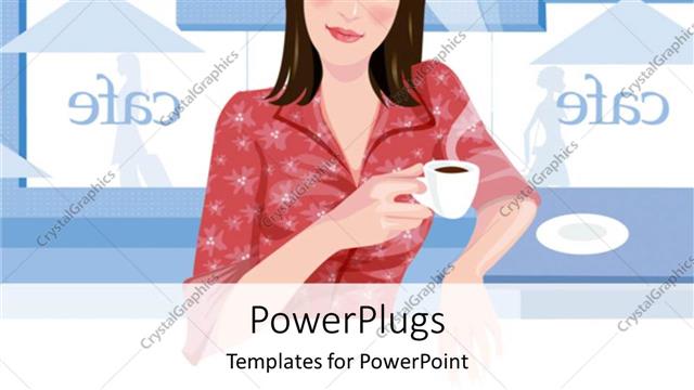  Presentation with liquid - A pretty smiling lady holding a cup with liquid in it