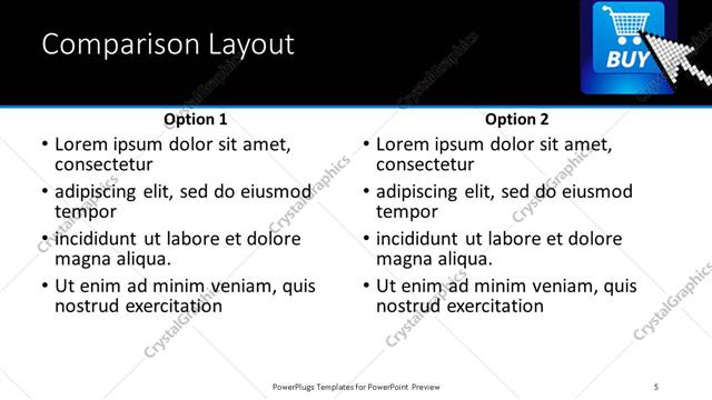 Comparison presentation slide layout