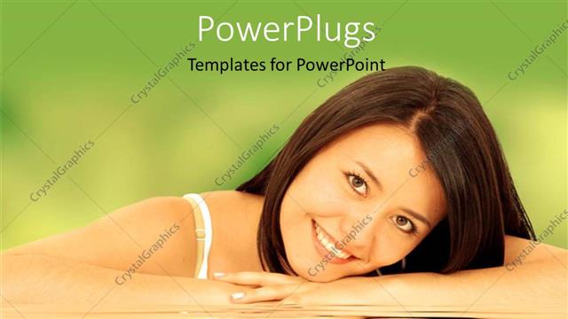  Presentation with pretty girl - A pretty smiling lady lying on a reflective surface