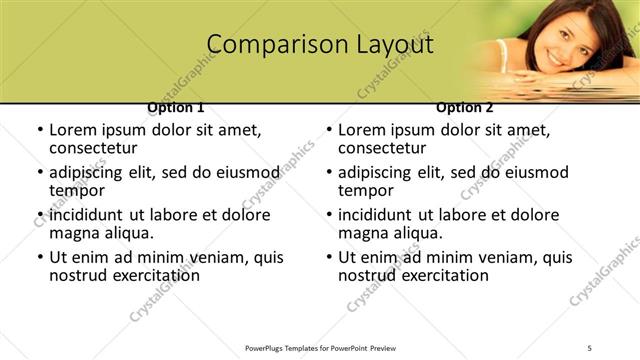 Comparison presentation slide layout