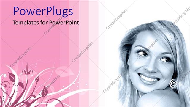  Presentation with pink beauty - Pretty smiling lady with a pink and white background