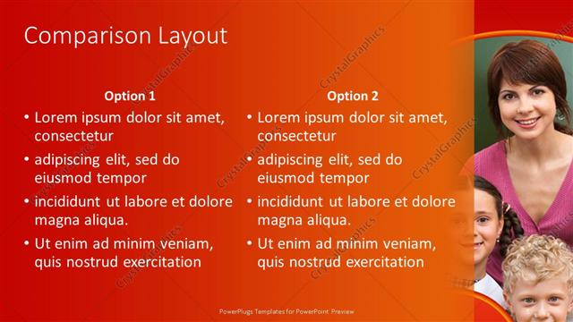 Comparison presentation slide layout