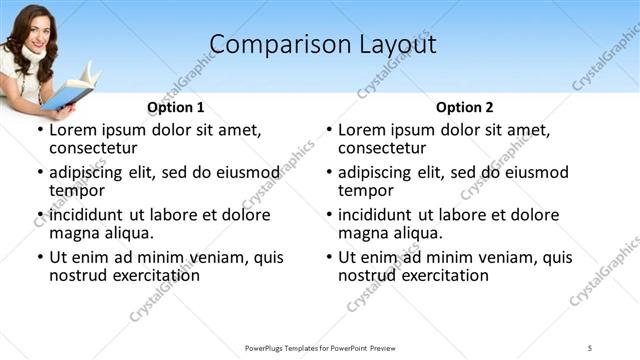 Comparison presentation slide layout