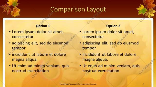 Comparison presentation slide layout
