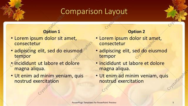 Comparison presentation slide layout