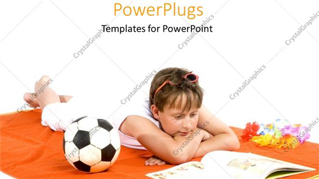  Presentation with pretty girl - A pretty young girl lying on an orange mat with a ball beside her