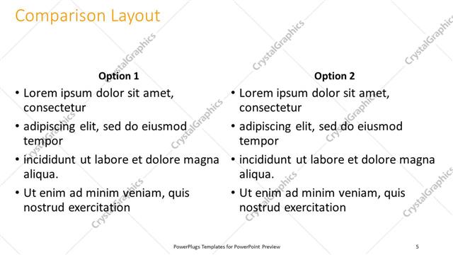 Comparison presentation slide layout