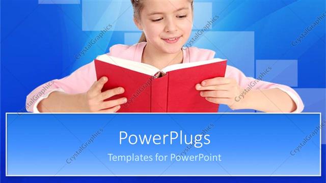  Presentation with education pink - A pretty young girl on pink reading a red book