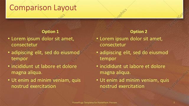 Comparison presentation slide layout