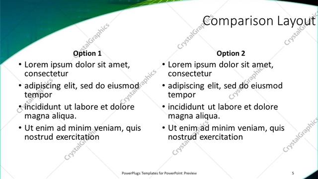 Comparison presentation slide layout