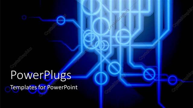  Presentation with diagram - Printed circuit board schematic diagram with connections points on black background?