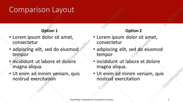Comparison presentation slide layout