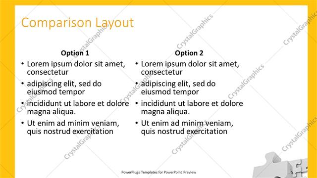 Comparison presentation slide layout
