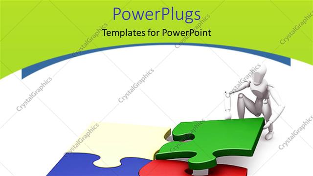  Presentation with together puzzle pieces - Problem solving metaphor with white human putting together jigsaw puzzle pieces