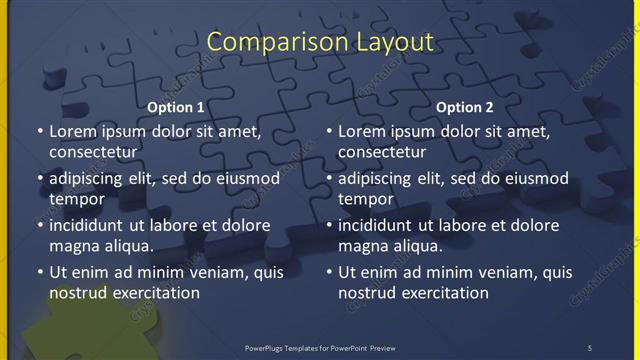 Comparison presentation slide layout