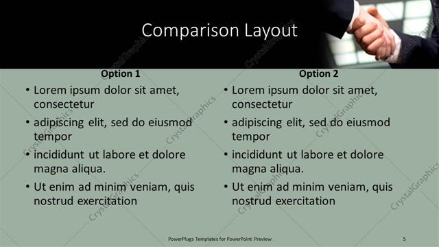 Comparison presentation slide layout