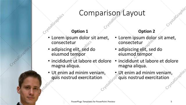 Comparison presentation slide layout