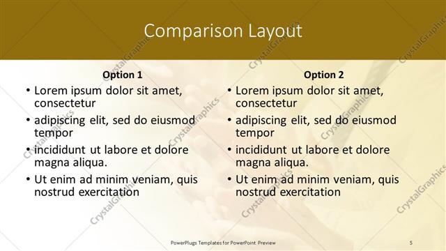 Comparison presentation slide layout