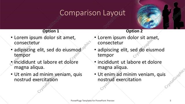 Comparison presentation slide layout
