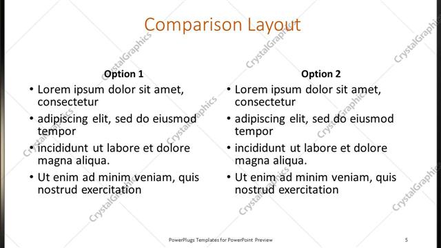 Comparison presentation slide layout