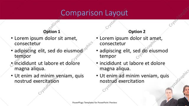 Comparison presentation slide layout