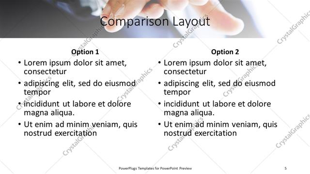 Comparison presentation slide layout