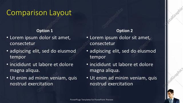 Comparison presentation slide layout