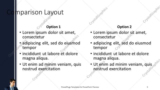 Comparison presentation slide layout