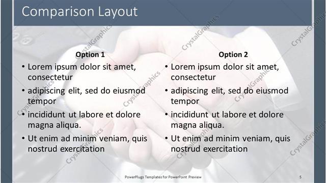 Comparison presentation slide layout