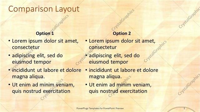 Comparison presentation slide layout