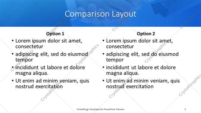 Comparison presentation slide layout