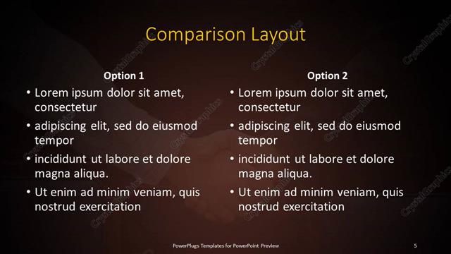 Comparison presentation slide layout