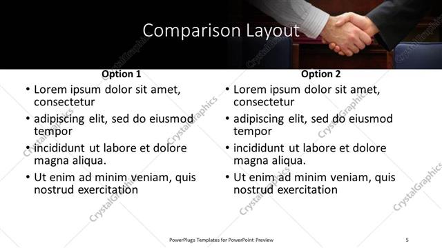 Comparison presentation slide layout