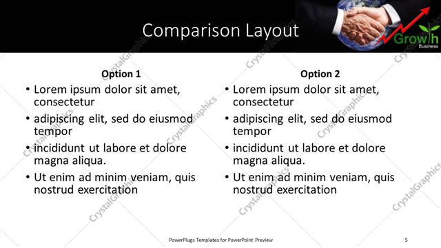 Comparison presentation slide layout
