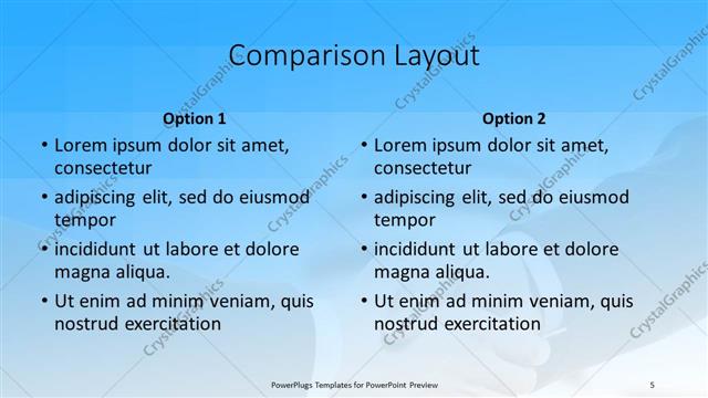 Comparison presentation slide layout