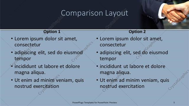 Comparison presentation slide layout