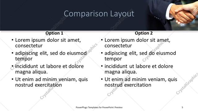 Comparison presentation slide layout