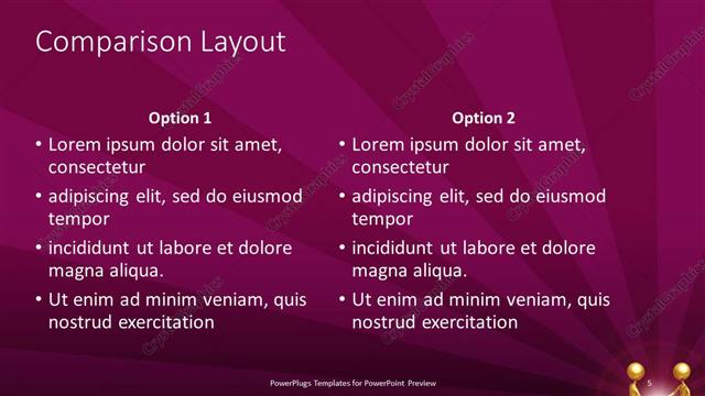Comparison presentation slide layout