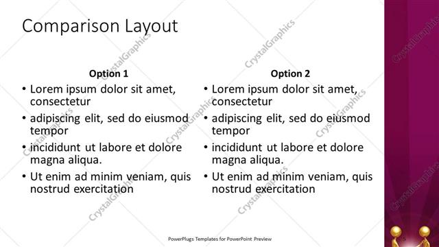 Comparison presentation slide layout