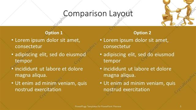 Comparison presentation slide layout