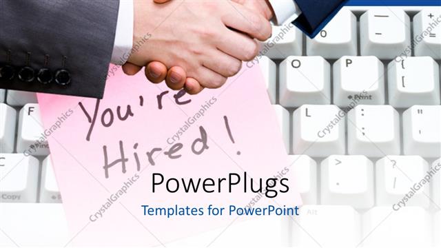  Presentation with handshake - A professional handshake with a keyboard in the background