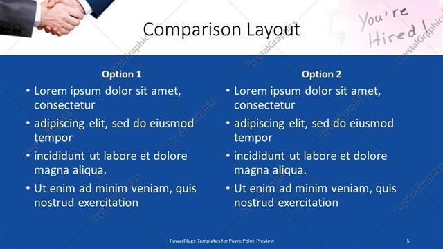 Comparison presentation slide layout