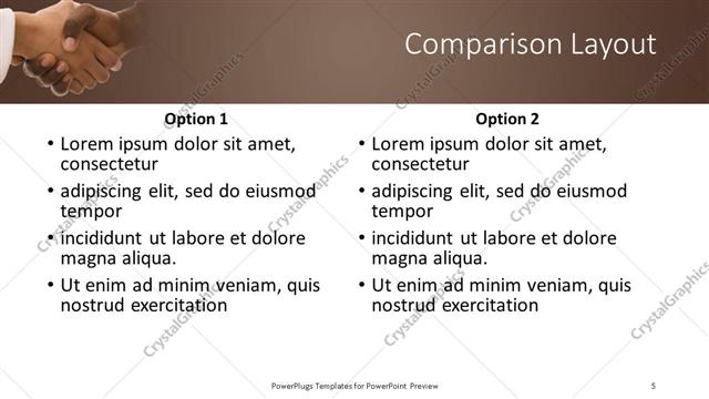 Comparison presentation slide layout