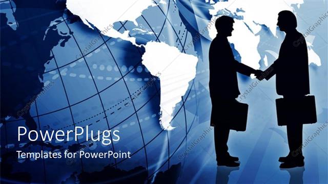  Presentation with partners - A professional handshke with a globe in the background