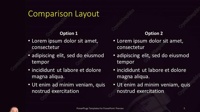 Comparison presentation slide layout